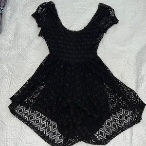 Black crochet romper